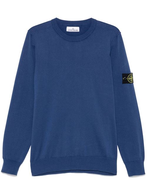 Maglione blu ceruleo con logo STONE ISLAND | 155100053S00B2V0028